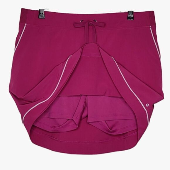 Izod Fusha With White Trim Drawstring Curved Hemline Golf Skort Size 14 - Picture 2 of 5